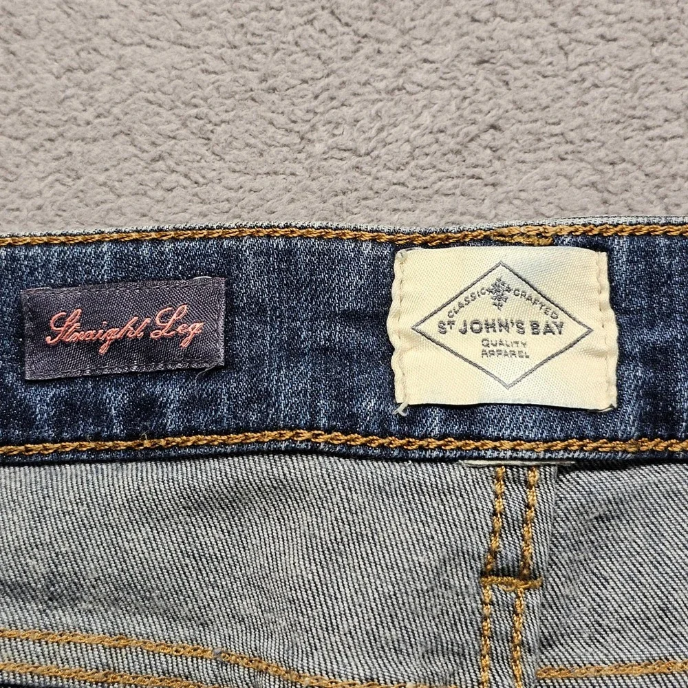St. John's Bay Jeans Womens Blue Denim Stretch Straight Leg Americana Streetwear